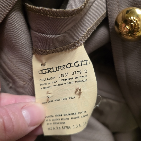 Valentino Long Sleeve Dress in Taupe with Gold Buttons - Picture 5 of 5